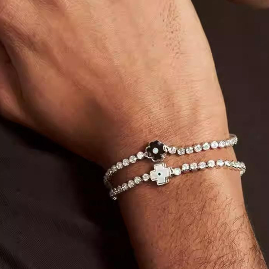 EVIL EYE "CROSSES" TENNIS BRACELET