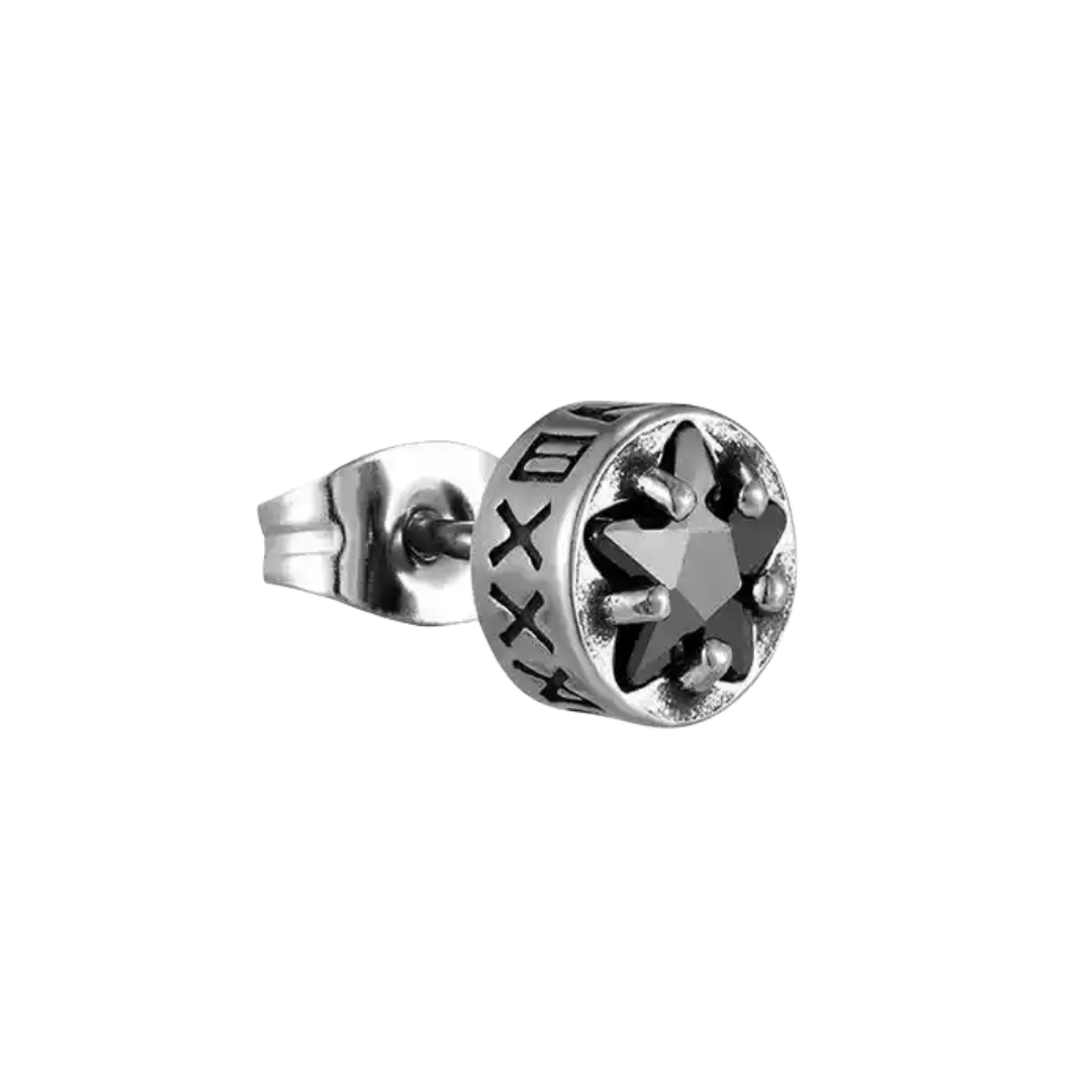 BLACK DIAMOND ENGRAVED EARRINGS