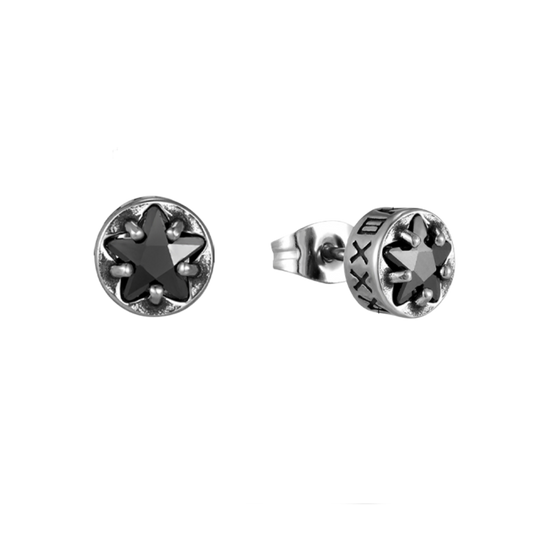 BLACK DIAMOND ENGRAVED EARRINGS