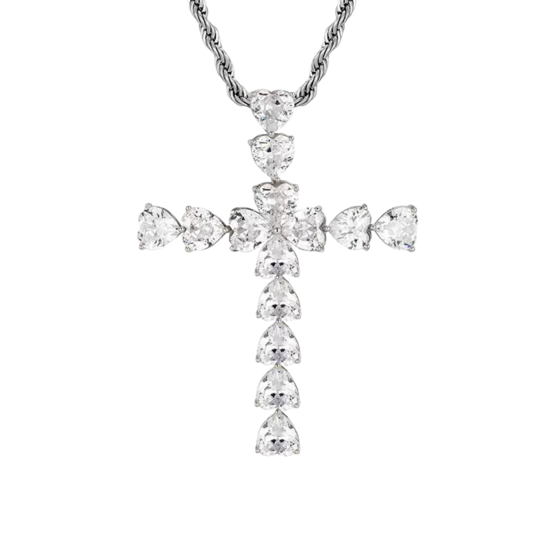 "ETERNAL" HEART-SHAPED DIAMOND CROSS