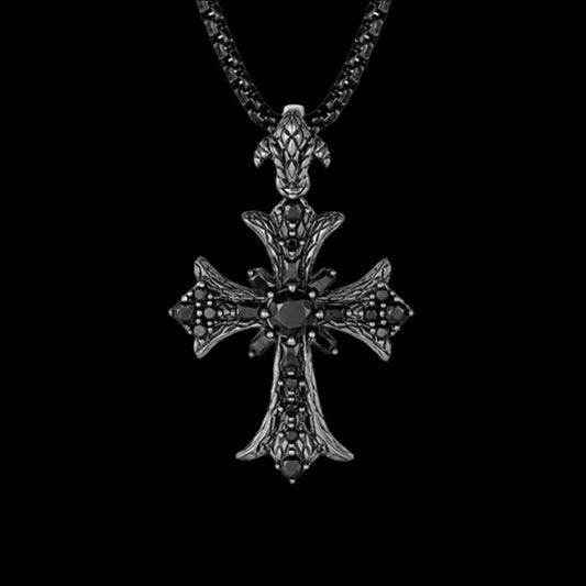 "MIDNIGHT CROSS" BLACK DIAMOND CROSS NECKLACE