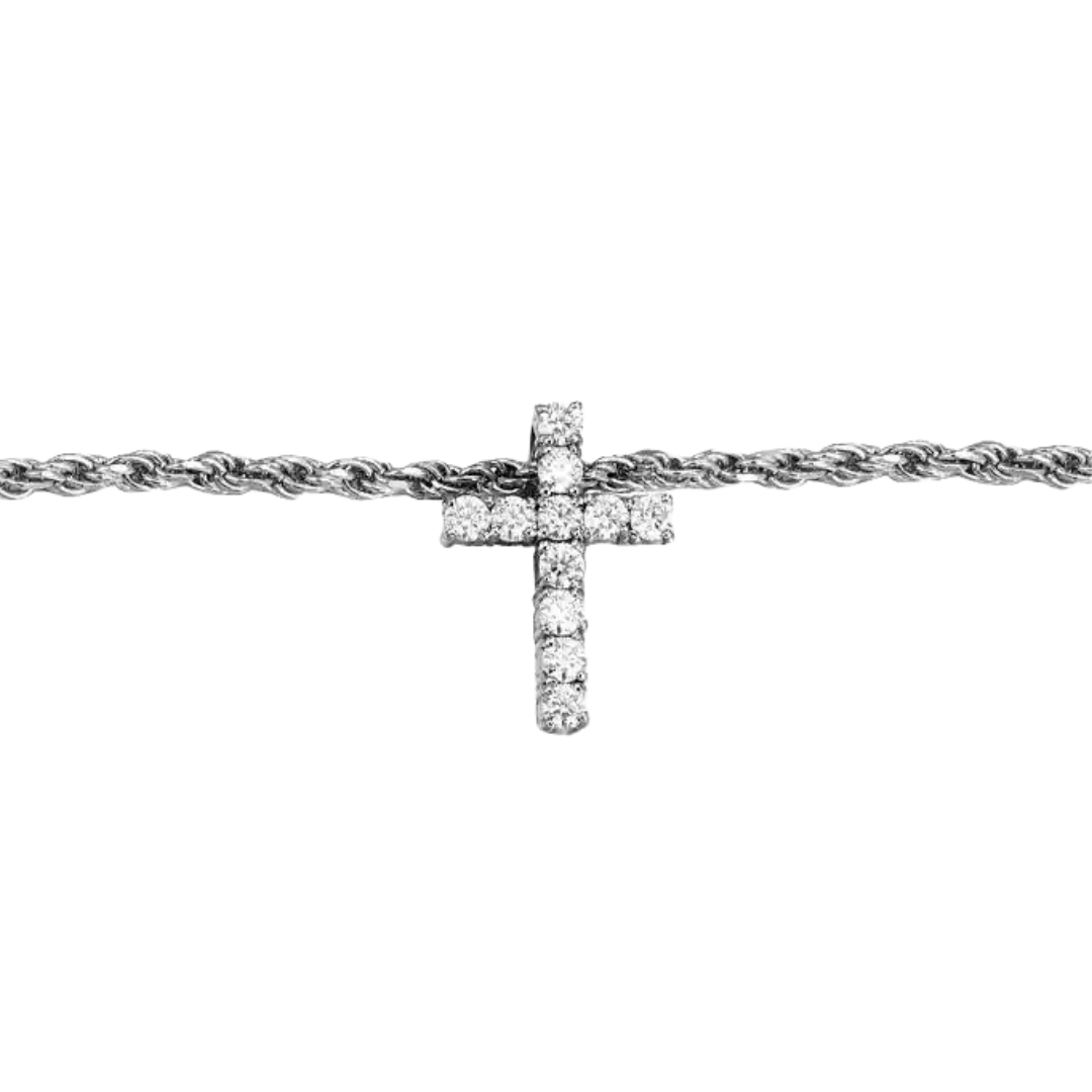 MOISSANITE MICRO DIAMOND CROSS NECKLACE