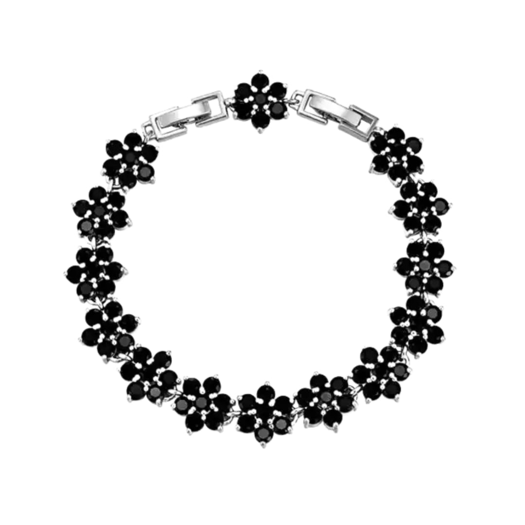 "OBSIDIAN BLOSSOM" BLACK DIAMOND FLOWER BRACELET