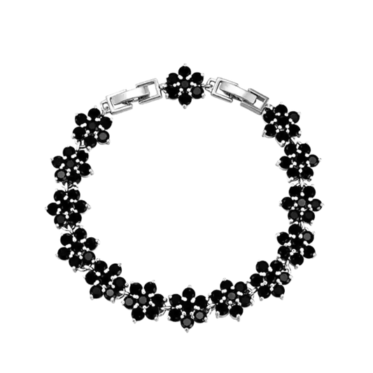 "OBSIDIAN BLOSSOM" BLACK DIAMOND FLOWER BRACELET