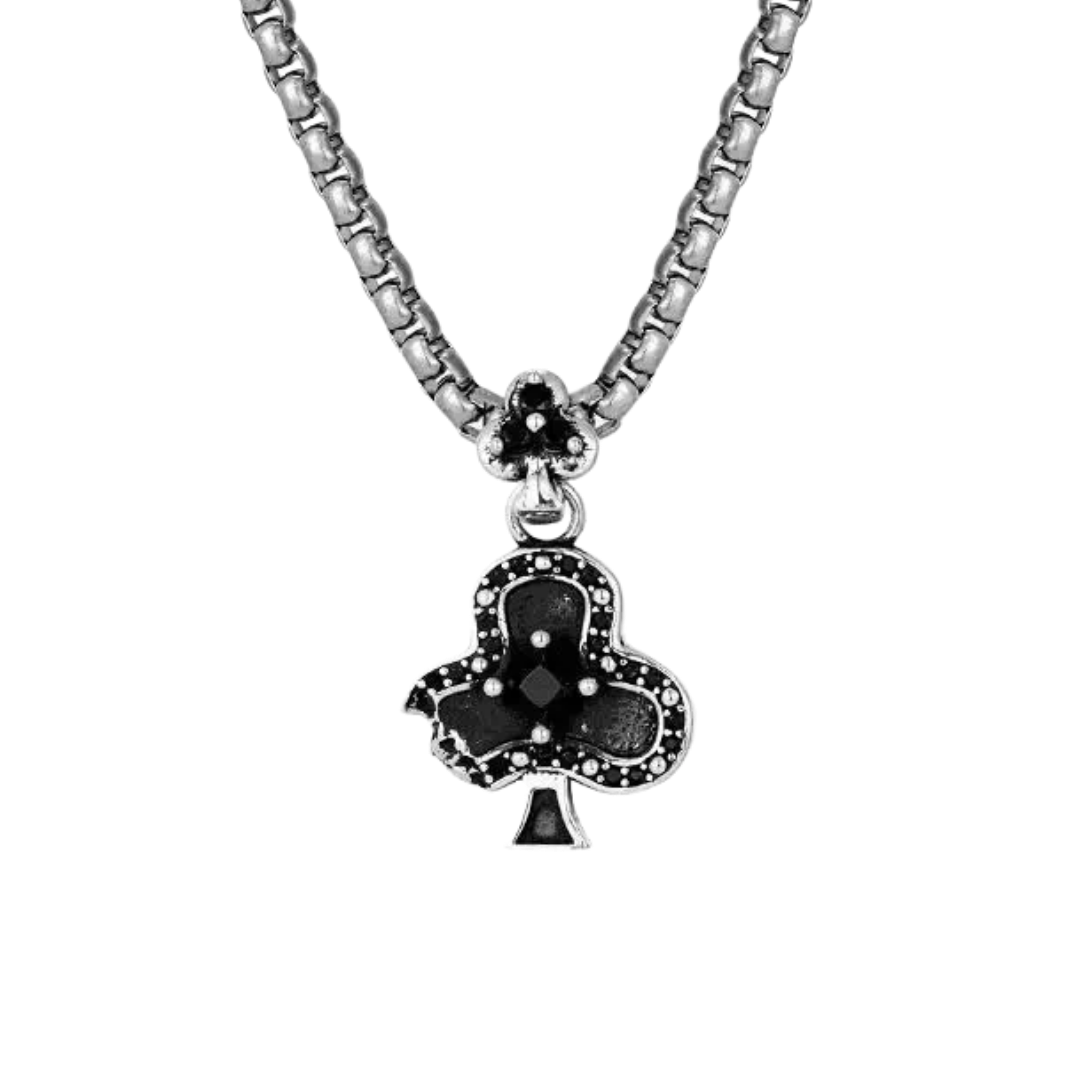 "NOIR CLUB" SILVER BLACK DIAMOND NECKLACE