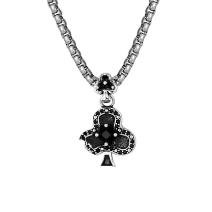"NOIR CLUB" SILVER BLACK DIAMOND NECKLACE