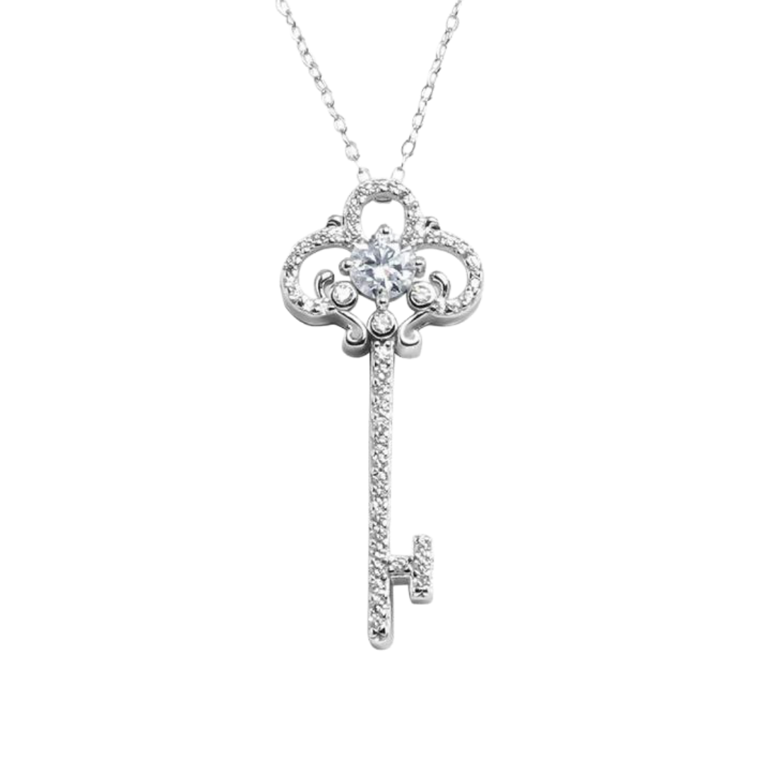 "ETERNAL LOCK" MOISSANITE DIAMOND KEY NECKLACE