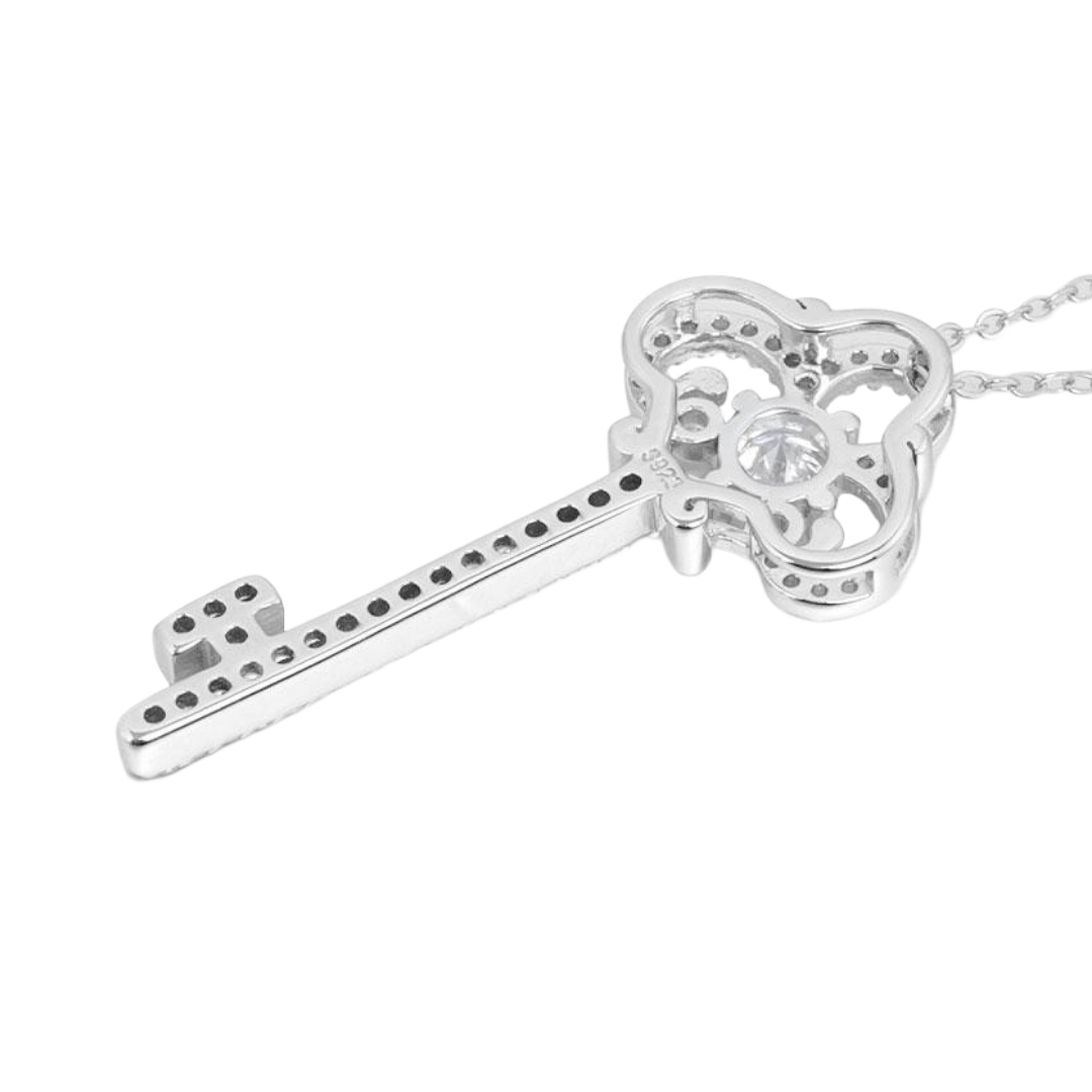 "ETERNAL LOCK" MOISSANITE DIAMOND KEY NECKLACE