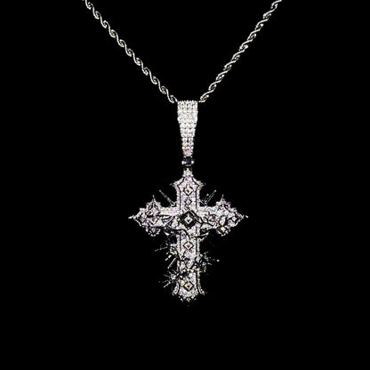 "SAINTS CREED" WHITE GOLD CROSS NECKLACE
