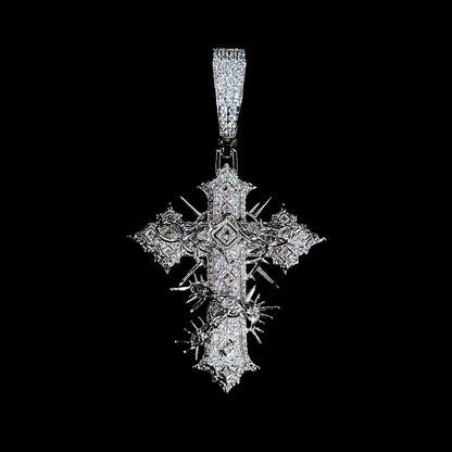 "SAINTS CREED" WHITE GOLD CROSS NECKLACE