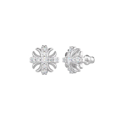 MOISSANITE "IRIS" CROSS EARRINGS