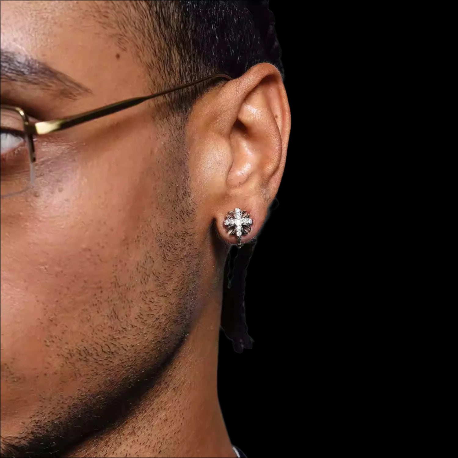 MOISSANITE "IRIS" CROSS EARRINGS