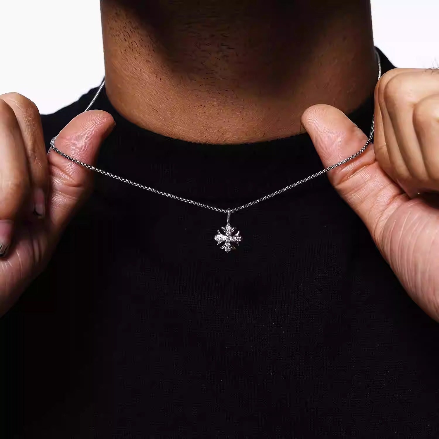 MOISSANITE "IRIS" CROSS NECKLACE