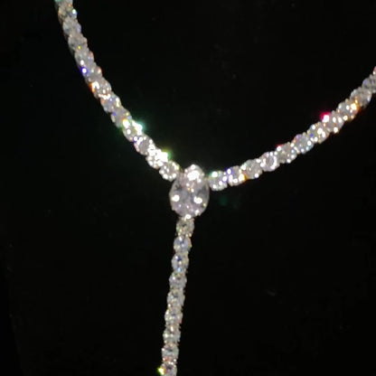 WHITE GOLD ST PETER'S CROSS TENNIS CHAIN ROSARY